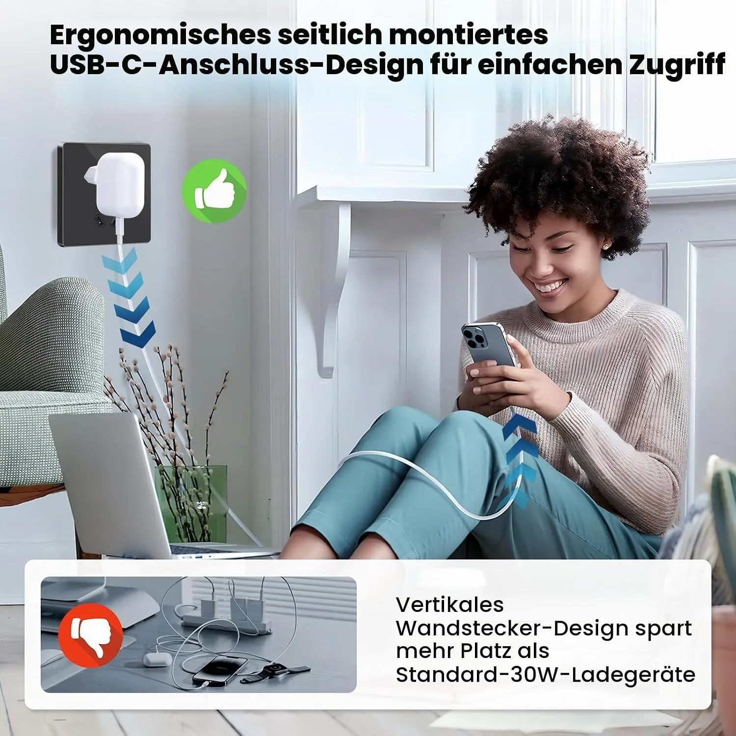 45W USB-C Charger with 2 m Cable view 3